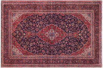 handmade Traditional Tabriz Blue Red Hand Knotted RECTANGLE 100% Wool Pile area rug 10x13